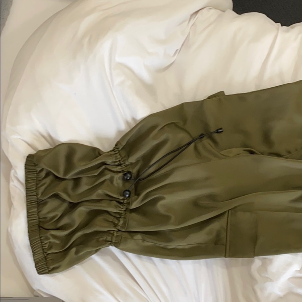 Urban Outfitters Silk Jumpsuit Olive Size S